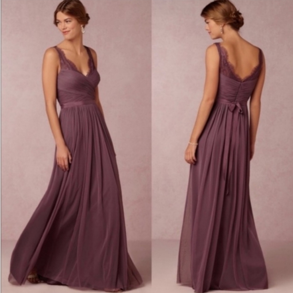 BHLDN Hitherto Fleur Plum Purple Tulle Maxi Dress Gown Size 8/Medium